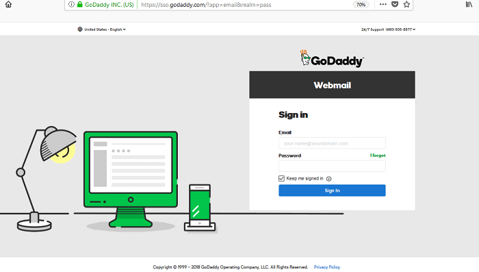 GoDaddy work environment email login