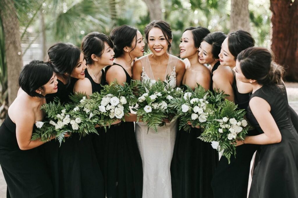 Harmony in Hues: Creating a Perfect Palette with Country Style Wedding Dresses and Black Bridesmaid Dresses